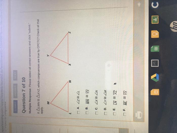 Congruent triangles example determining